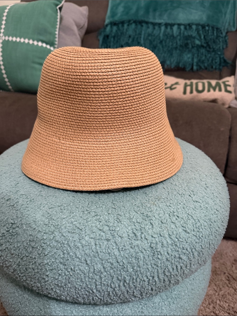 Prada Tan Woven Bucket Hat
